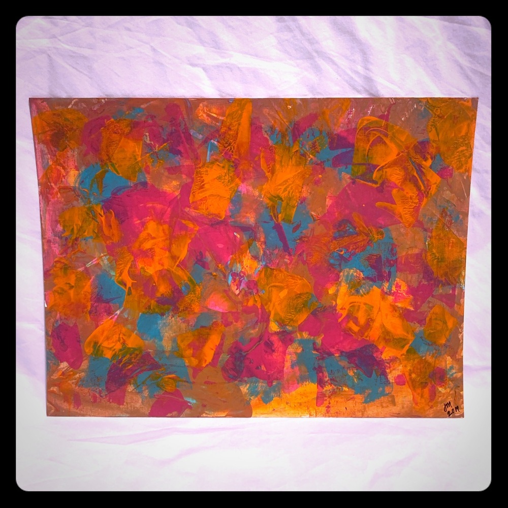 Original art! Magenta, teal, orange and pink 9x12 on Acrylic Paper